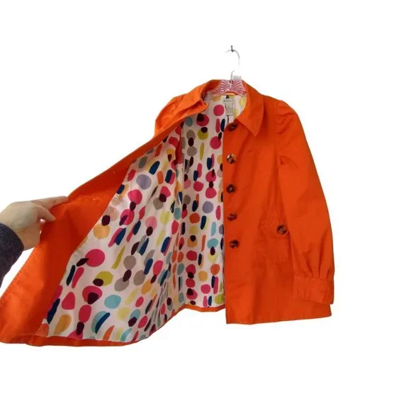 Anthropologie Elevenses Orange Spring Button Up Pea coat- trench style Jacket 2 - Picture 5 of 14